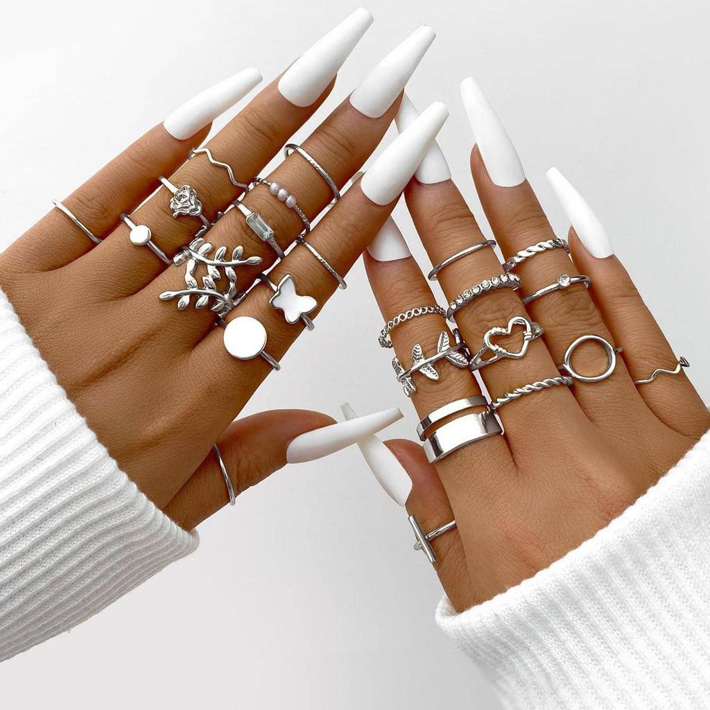 22-Piece Butterfly & Love Multi-Joint Ring Set