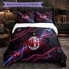 AC Milan Pattern 3 Pieces Bedding Set Soft Microfiber Duvet Cover with Pillow Cases for Bedroom