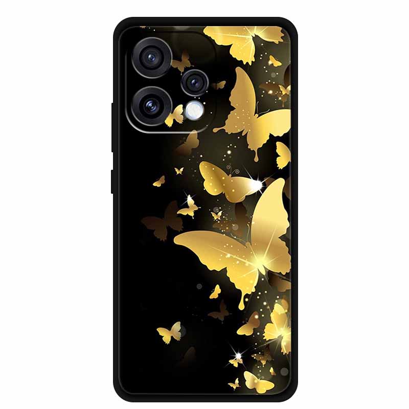 Чехол для Oppo Reno15 5G 6.59" Милый Кот Черный Край Мягкий Силикон Волк Задняя Крышка Телефона Для Oppo Reno 15c 5G Защитный Лев Funda