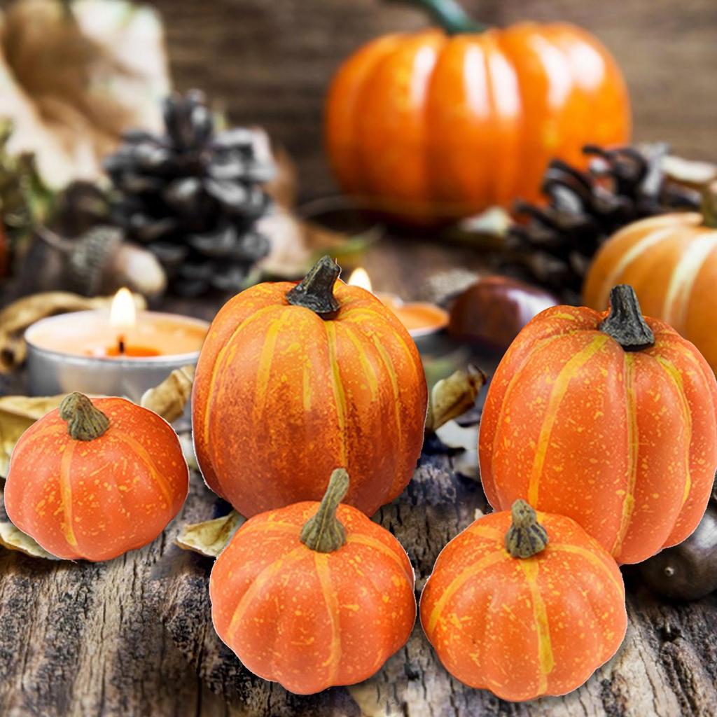 7pcs Halloween Artificial Pumpkin Decorations Artificial Pumpkin Maple leavesAutumn Party Harvest Festival Home Ornaments