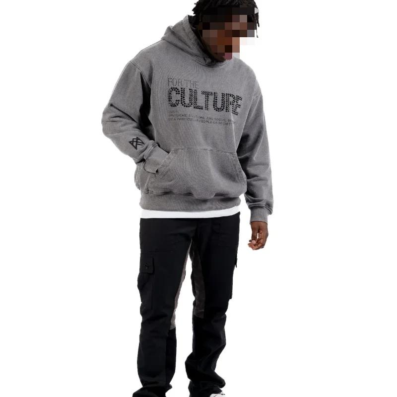 Европейская и американская надпись с горячим тиснением, свободная и модная мужская и женская толстовка с капюшоном и карманом на осень и зиму