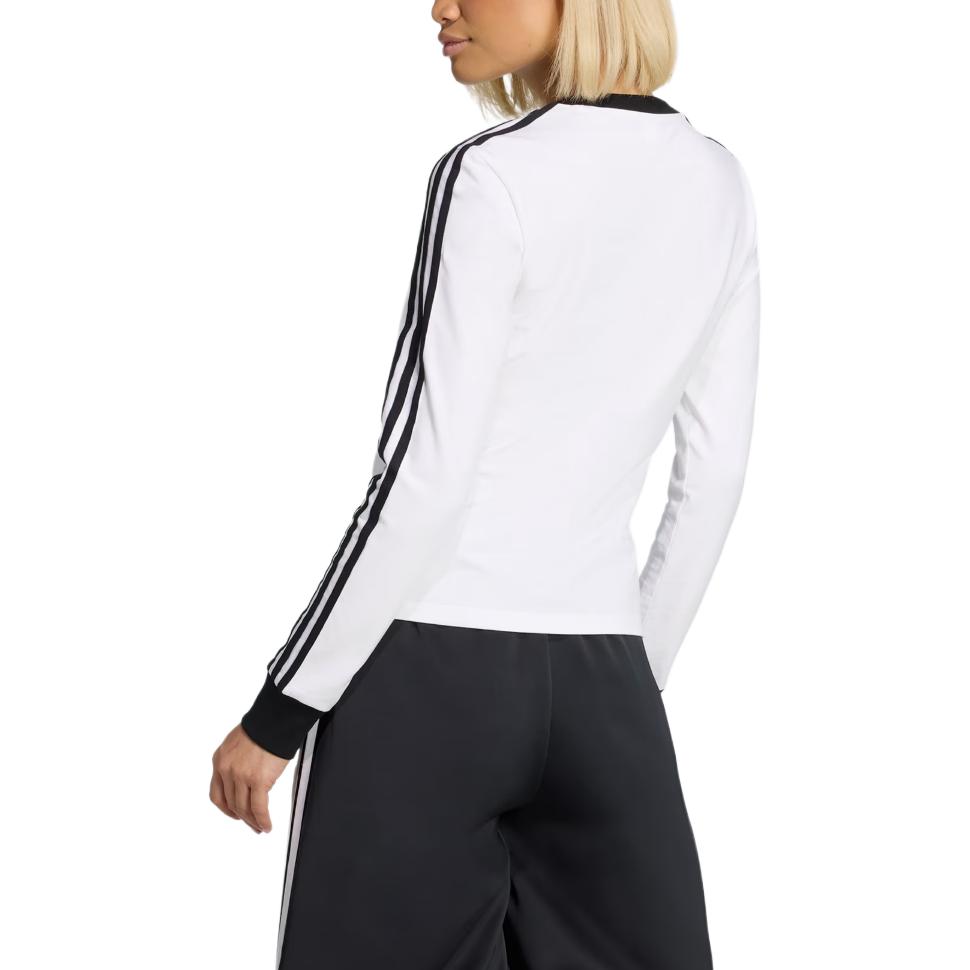 adidas Женская футболка Originals 3 полоски Firebird серии Adicolor, вязаная, с круглым вырезом, облегающего кроя, с длинным рукавом, топ KD3688