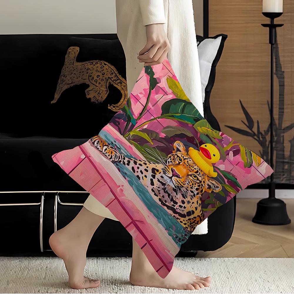 Colorful Bathtub Animal Tiger Zebra Black Cat Pillow Cover Sofa Cushion Cover Home Room Decoration Children Gift