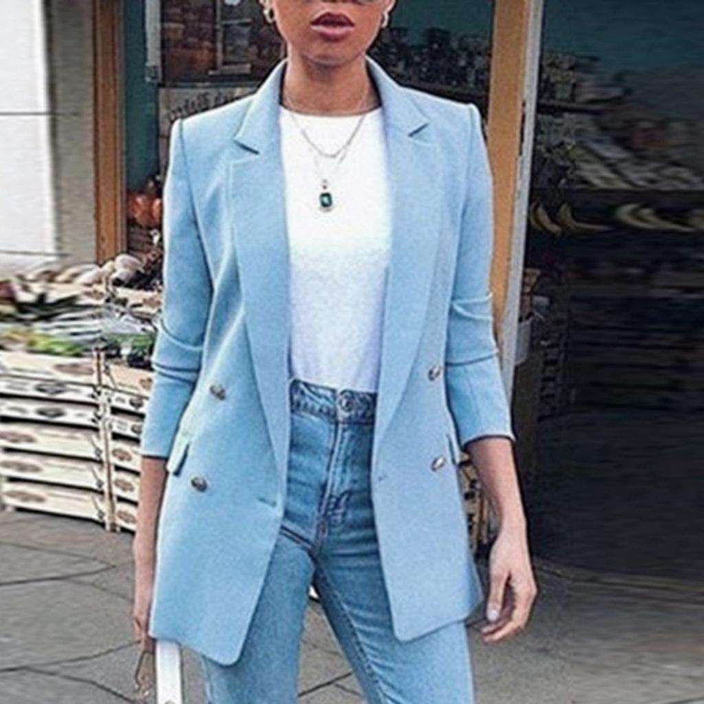 Women's Solid Colour Fashion Lapel Slim Fit Slit Pocket Cardigan Suit Coat