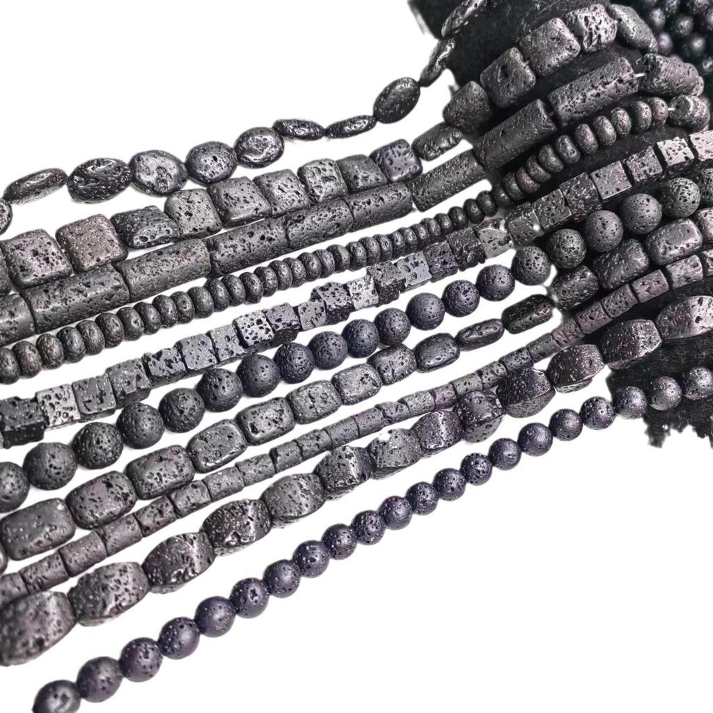 Украшения из бусин из вулканического камня: Круглые, Квадратные, Абакус, Прямоугольные бусины для самостоятельного изготовления браслетов и ожерелий.