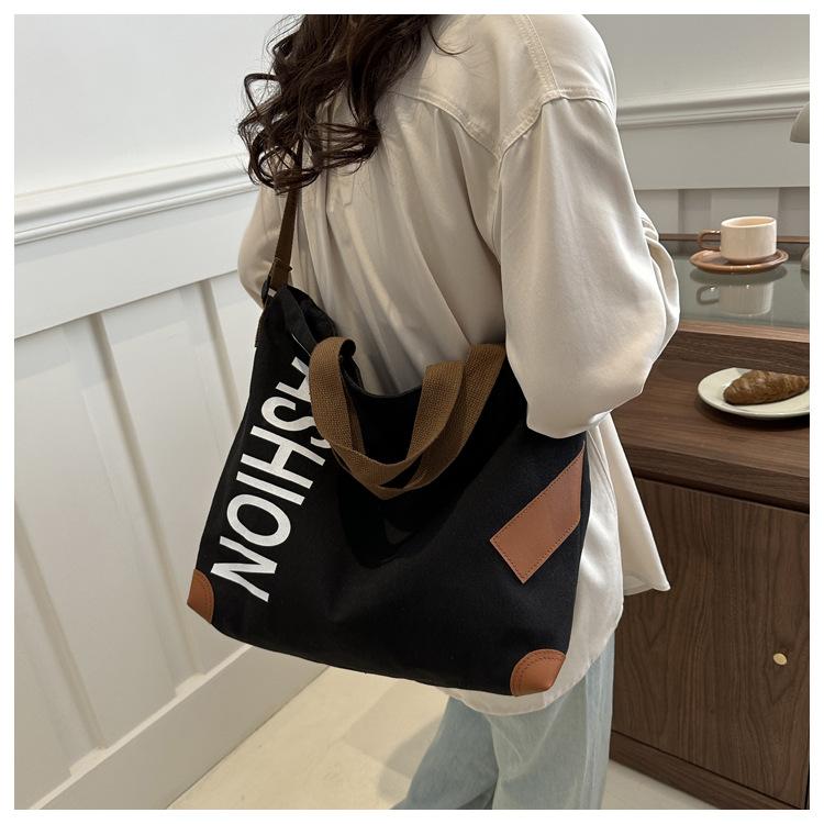 Новинка 2024 года, модная повседневная сумка большой емкости, универсальная парусиновая сумка через плечо, сумка для покупок