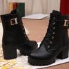 2023 осенняя ранняя зимняя обувь, женские ботинки на высоком каблуке, брендовые черные, красные женские зимние ботильоны