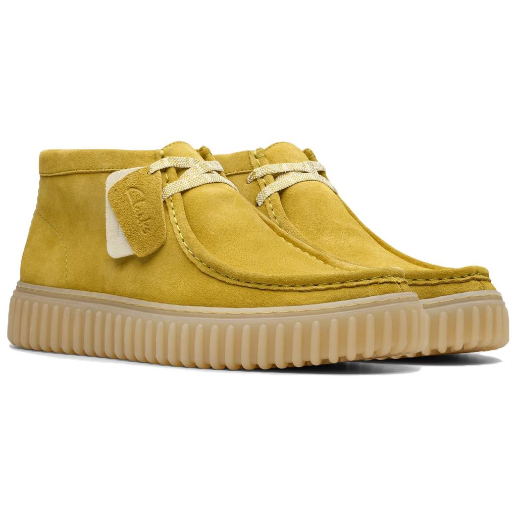 Clarks Замшевые круглые модные ботильоны на плоской подошве Мужские ботинки Лайм 26178269