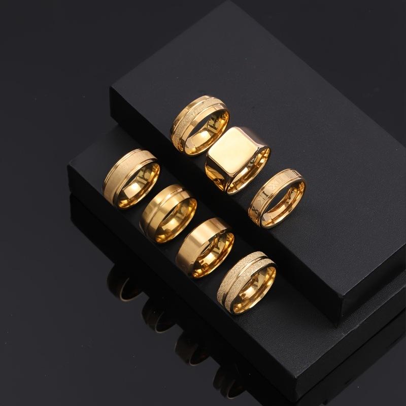 Новое кольцо из титановой стали, литое, трехмерное, мужское кольцо, простое, с позолотой 18 карат, набор украшений из нержавеющей стали, фабрика