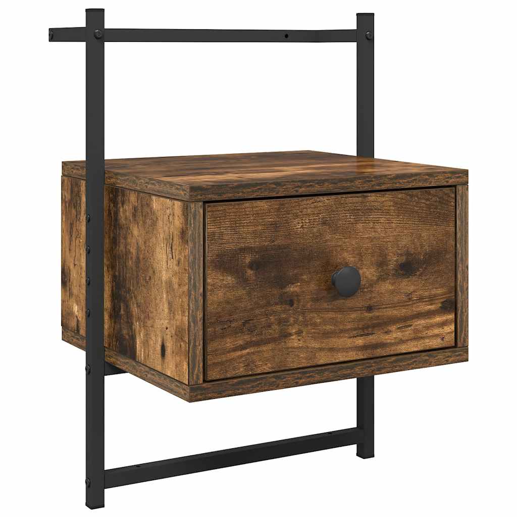 Wall Mounted Nightstand Smoked Oak Finish 35 x 30 x 51 cm Engineered Wood