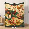 Fflannel Blanket 1pc Chickens with Floral Patterns Soft Comfortable and Warm This Nap Blanket/sofa Blanket Is Suitable for All Sea