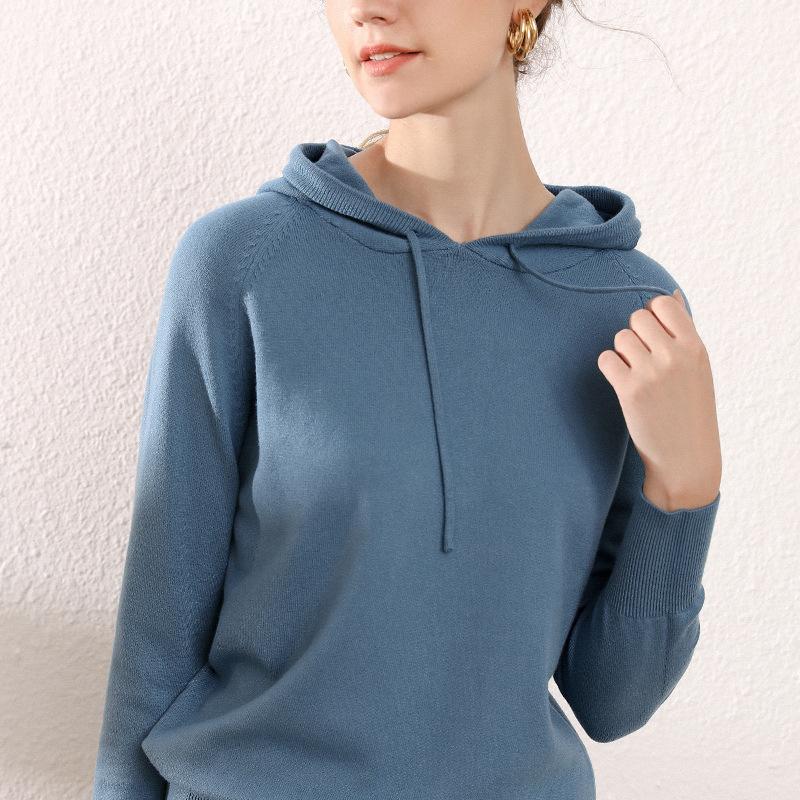 Свитер с капюшоном, женский шерстяной вязаный свитер, офисная женская корейская модная элегантная повседневная зимняя одежда большого размера