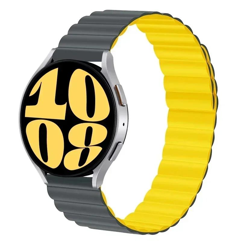 Силиконовый ремешок 20 мм 22 мм для часов Samsung Galaxy watch 6/4/5 pro/3/active 2 amazfit браслет с магнитной петлей HUAWEI watch GT 2e 3 Band
