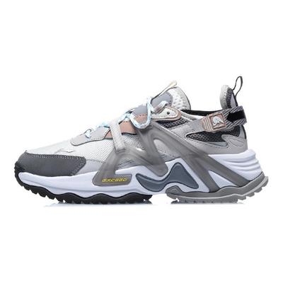 Li Ning Exceed Кроссовки для бега с нескользящей и износостойкой подошвой, низкие, женские, бело-серые AGLQ126-3
