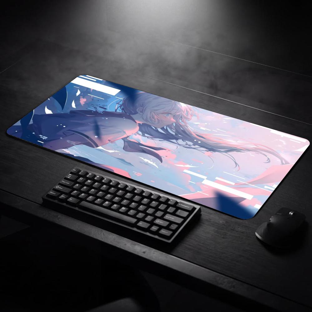 Aesthetic Large Winter Anime Boy Mouse Pad XXL Snowman Scenery Desk Mat Non-Slip Rubber Keyboard Cushion For PC Desktop Gamer
