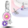 Original Charms Copper Purple-Pink Daisy Plant Pendant Fit Charms Plata Bracelets For Women Women Jewelry Making Diy
