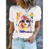 Vibrant Geometric T-Shirt Aesthetic Crew Neck Casual Short Sleeve T-Shirt Summer Women's Clothing Fashion Simple Short Sleeve