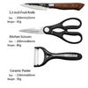 6pcs Stainless Steel Kitchen Knives Set Tools Forged Kitchen Knife Scissors Ceramic Peeler Chef Slicer Nakiri Paring Knife Gift Case
