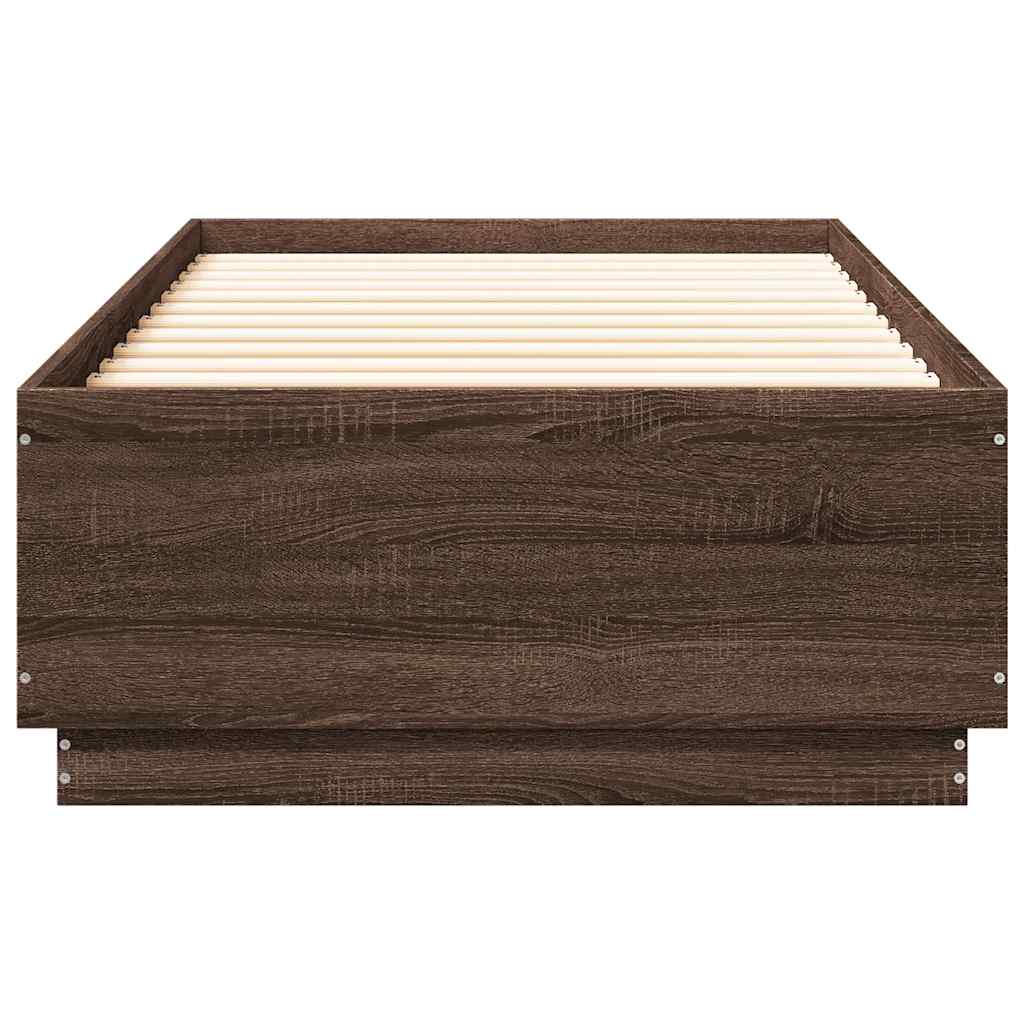 Brown Oak Effect Bed Frame 100 x 200 cm Engineered Wood