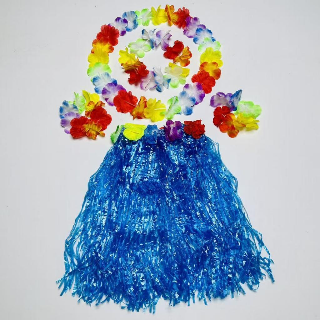 Carnival Ball Dance Performance Grass Skirt Set, Flower Garland, Head Flower, Hand Flower, Children's Grass Skirt