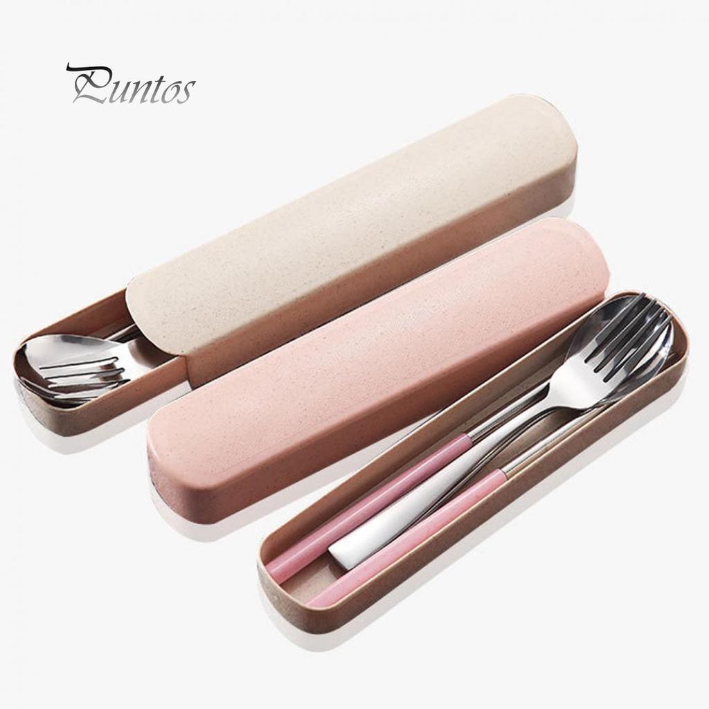 3шт портативная вилка, ложка, палочки для еды, посуда, набор столовых приборов для путешествий и кемпинга с коробкой