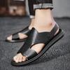 Fashion Concise Men's Sandals Solid Color Leather Men Summer Shoes Casual Comfortable Open Toe Sandals Soft Beach Footwear Male Shoes