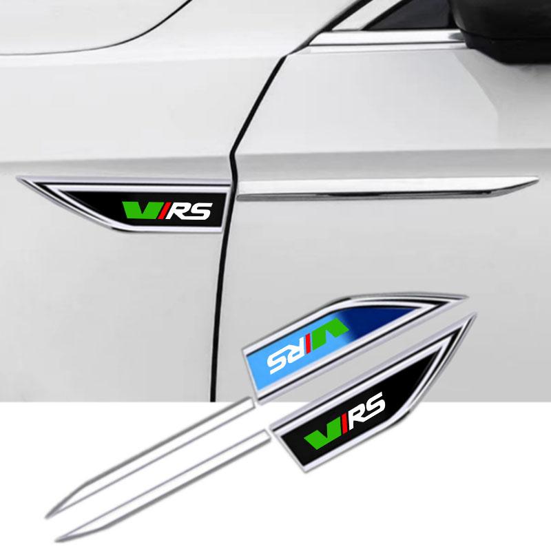 IYSZ8 2Pcs VRS 3D Metal Stickers For Skoda OCTAVIA A7 VRS MK2 MK3 A5 Superb 3 2 Rapid Kodiaq Karoq Fabia Kamiq Car Styling Accessories