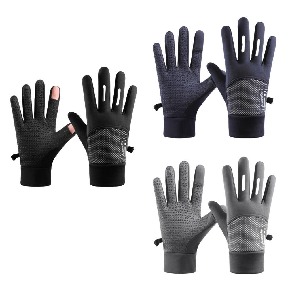 Fleece-lined Men's Cycling Gloves Clamshell-type Fishing Gloves Fingerless Gloves Men  Wintertime