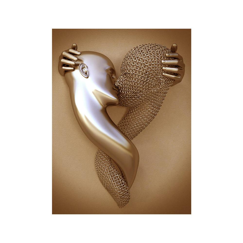 3d современная металлическая фигура, статуя, художественная роспись на холсте, романтические абстрактные постеры и принты, настенные панели для гостиной, декор для дома