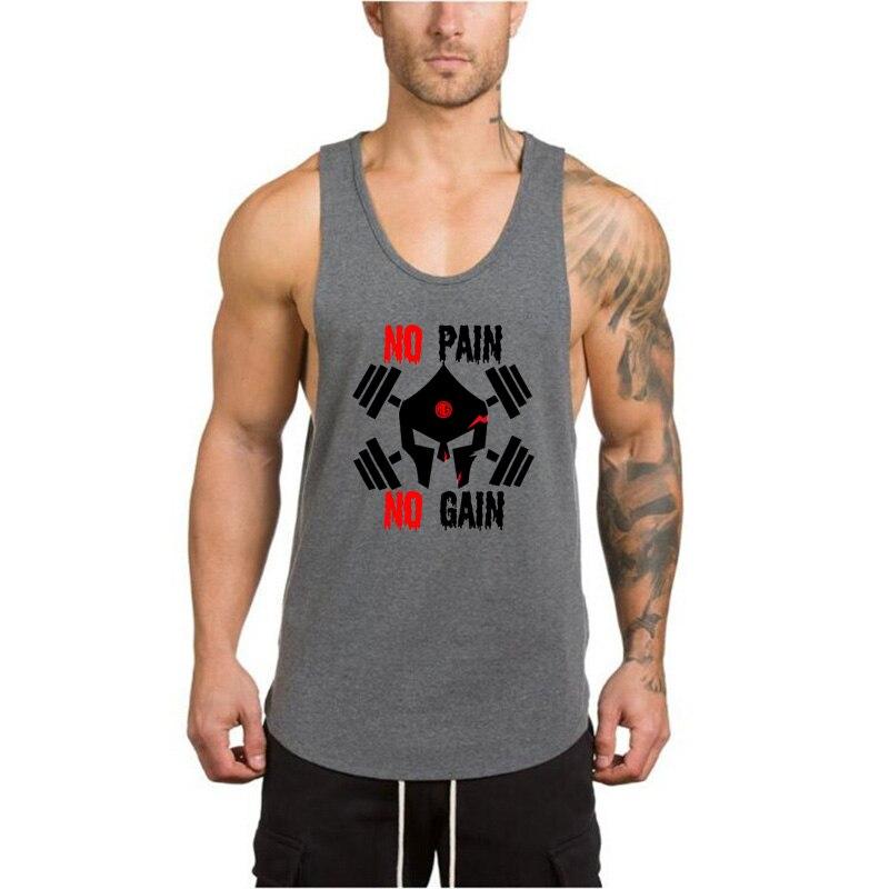 Muscleguys Brand Muscle Vest Bodybuilding Stringer Tank Top Men Summer Fitness Mens Clothing No Pain No Gain Sleeveless T Shirt Singlets