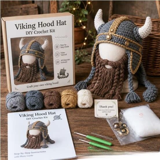 DIY Crochet Kit with Hood Hat, Handmade Knitted Animal Hat, Portable Creative Craft Gift for Beginners, 41 Styles