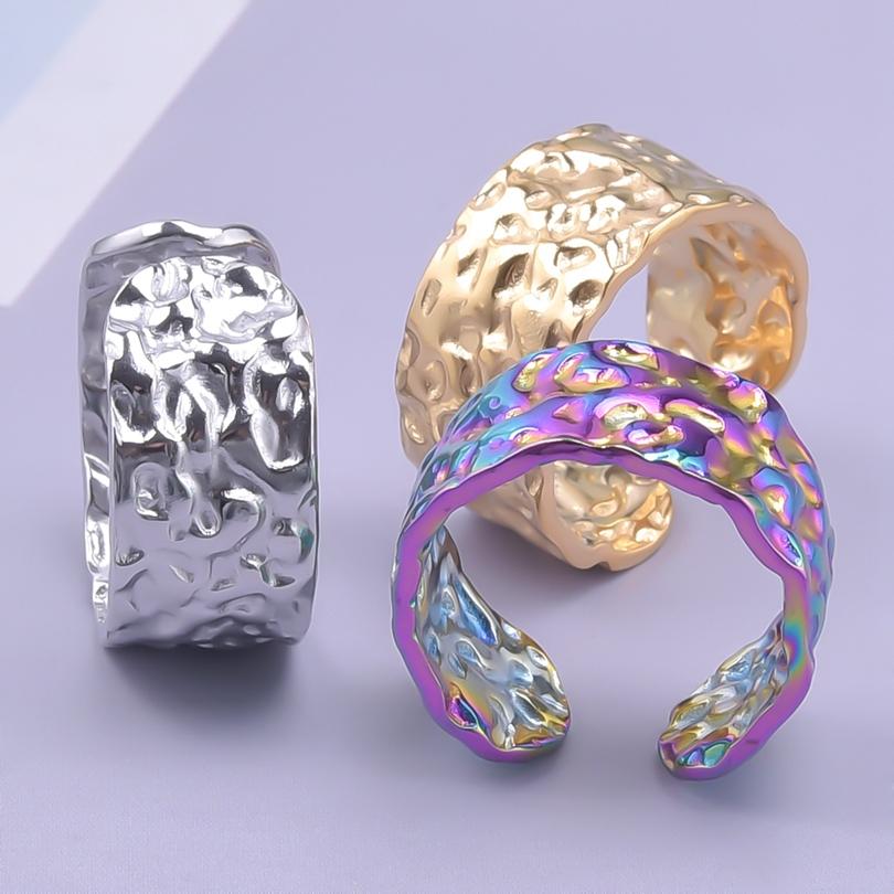 Irregular Open Stainless Steel Rings For Women Men Accessories Size 8 Simple Finger Ring Vintage Personality Jewelry Party Girl