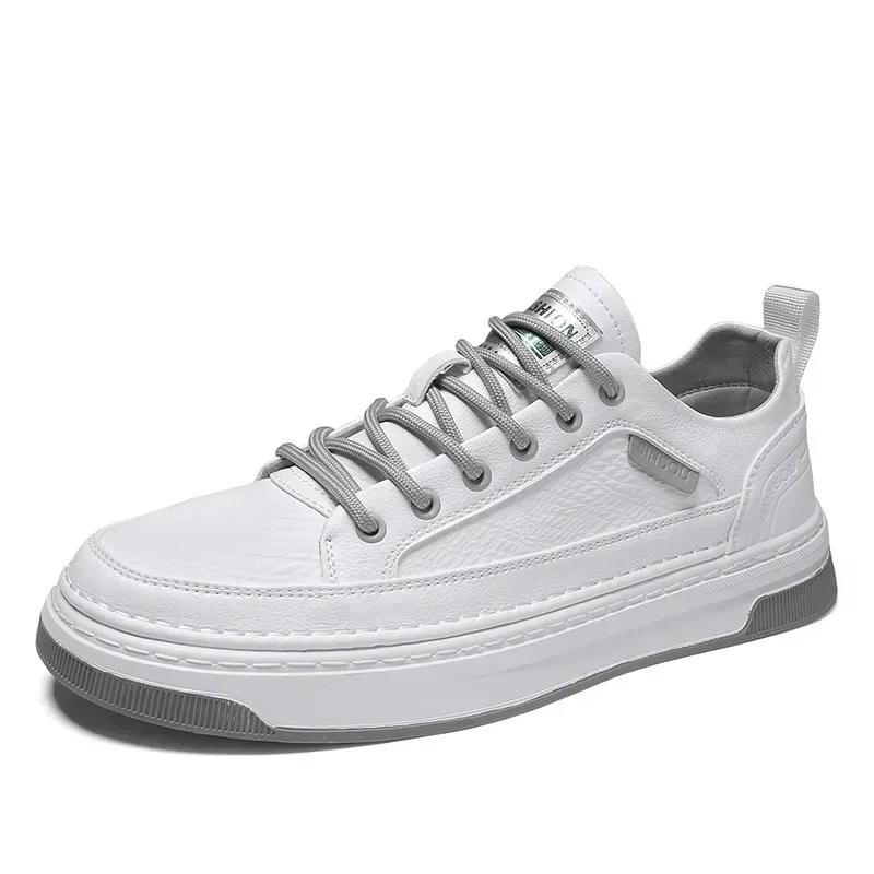 Повседневная кожаная обувь для мужчин 2024 года, осенние туфли на плоской подошве, черные туфли, брендовые белые мужские кроссовки, офисная рабочая обувь Zapatos Casuales