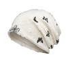 Coldproof Fleece Beanies Thickened Plush Pullover Hat Harajuku Butterfly Print Beanies  Female