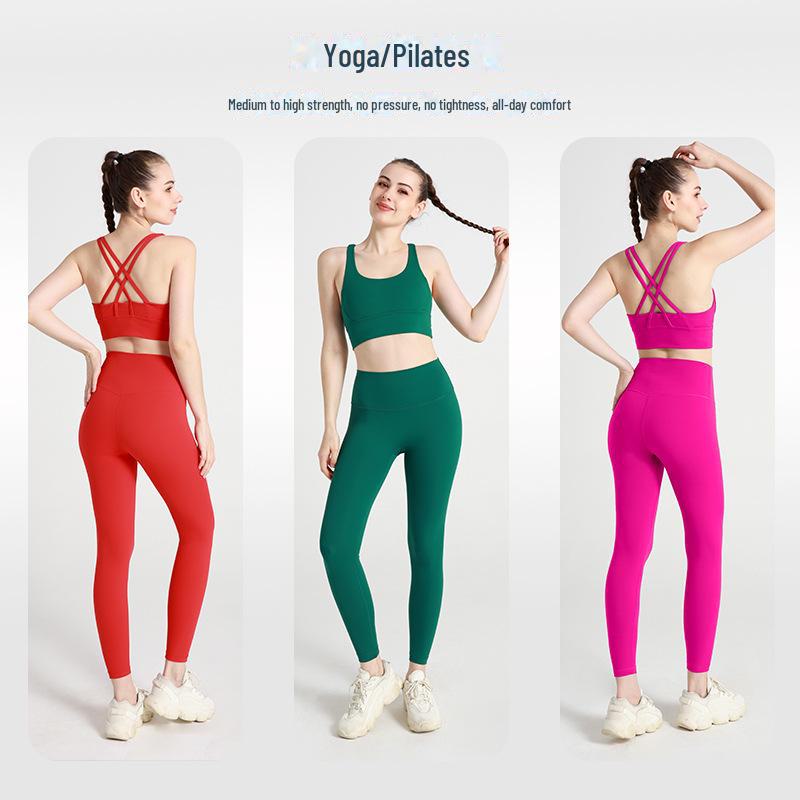 «Летний комплект для йоги на крестообразной спине»: Брюки и топ с высокой талией и утягивающими бедрами