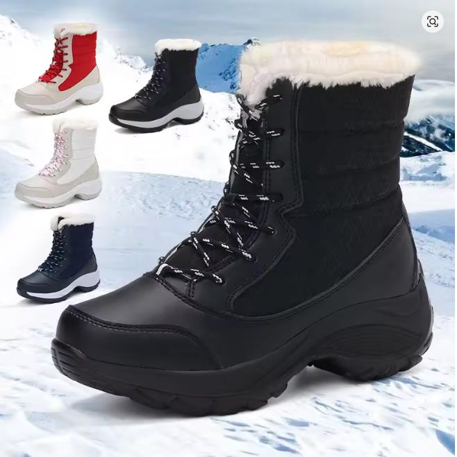 Женские зимние ботинки размера 42, ботинки на платформе, плюшевые, теплые, женские ботфорты, зимние ботильоны, удобная обувь для ходьбы