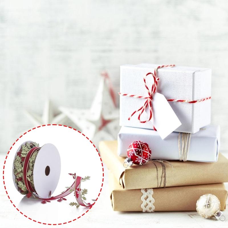 40ммХ20м Лента Лист Декоративная лента Рождественские упаковочные ленты для изготовления бантов Рождественское свадебное украшение Упаковка