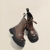 Super Cool Heightened Platform Martin Boots Women's New Autumn Polished Locomotive Handsome Small Short Boots