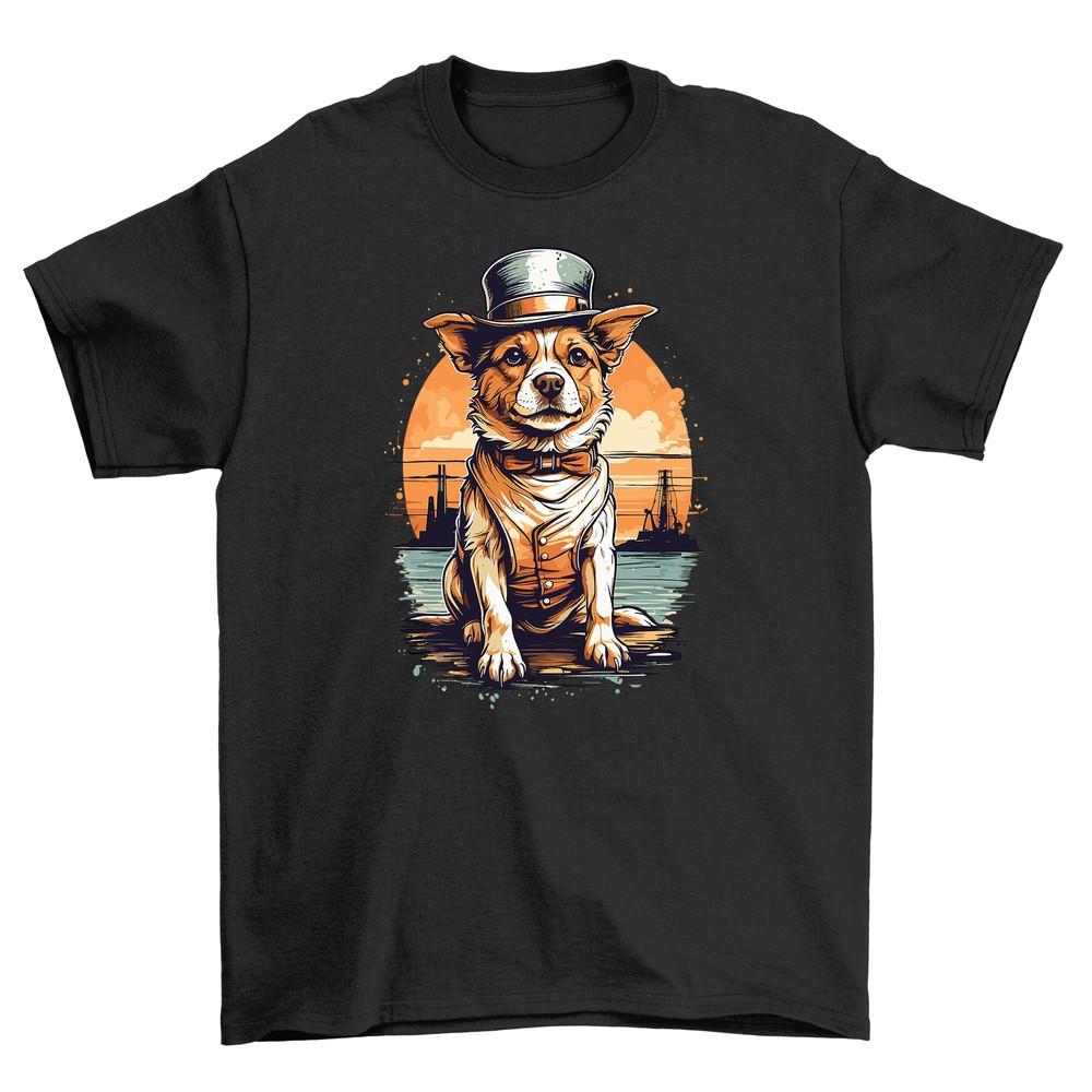 Retro_14 - Funny Dog in Top Hat T-shirt, Cool and Whimsical Design, Unisex Tee f