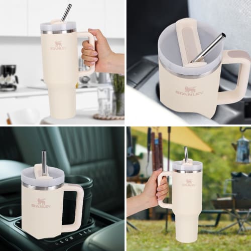 [Designed by a Tableware Expert] Set of 2 Stainless Steel Long Straws | Approx. 300mm (Fits 30/40 oz) | BPA-Free and Reusable | Includes Cleaning Brus