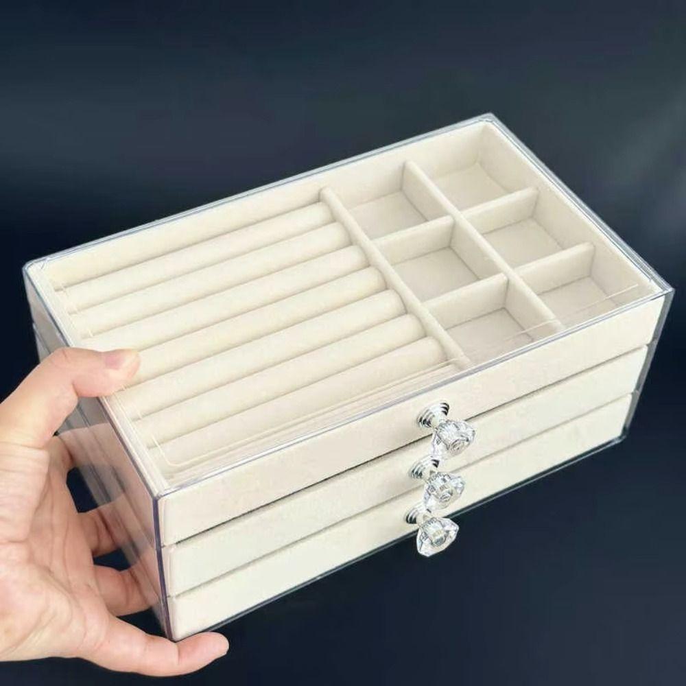 3-Layer Drawer Storage Box High-Capacity Earrings Necklaces Storage  Countertop Display