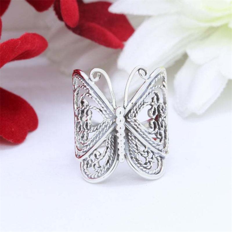 Antique Gold Silver Color Hollow Butterfly Opening Adjustable Ring For Women  Charming Bohemian Jewelry Gift