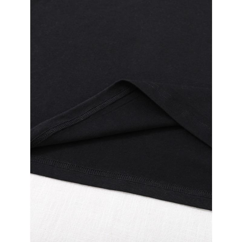 Butterfly Print Loose T Shirt Black Blue Butterfly Pattern Casual Wear for Women Summer Outfits Fashion Top