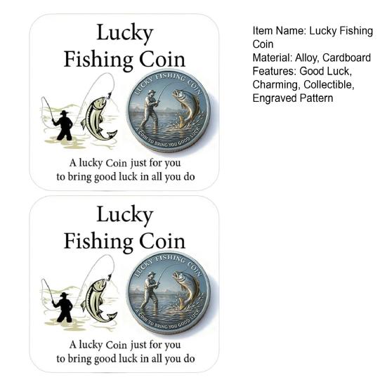 Счастливая монета для рыбалки с гравировкой на карточке «Рыбак ловит большую рыбу», коллекционная монета, талисман на удачу для любителя рыбалки, памятный жетон для рыболовов