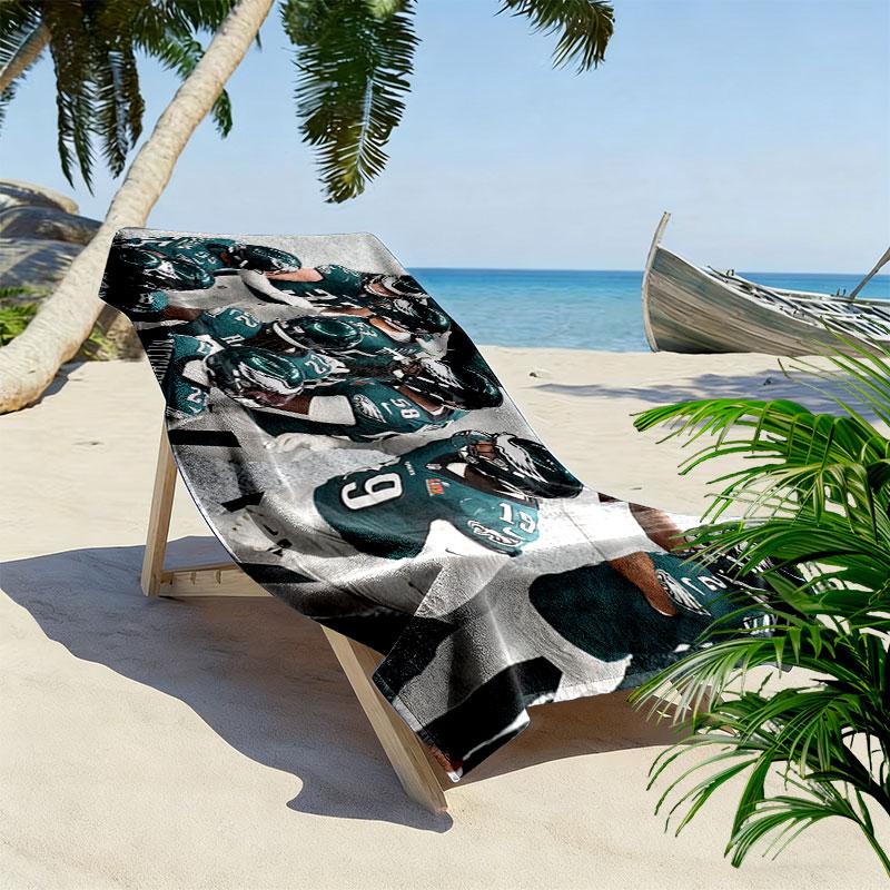 PHI Eagles Players Print Beach Towel, Large Soft Quick Dry Towel for Beach Camping Swimming