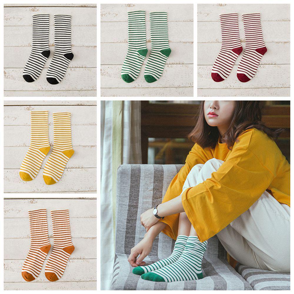 Fashion Winter Warm Ankle Striped Socks Elastic Hosiery Cotton Knit