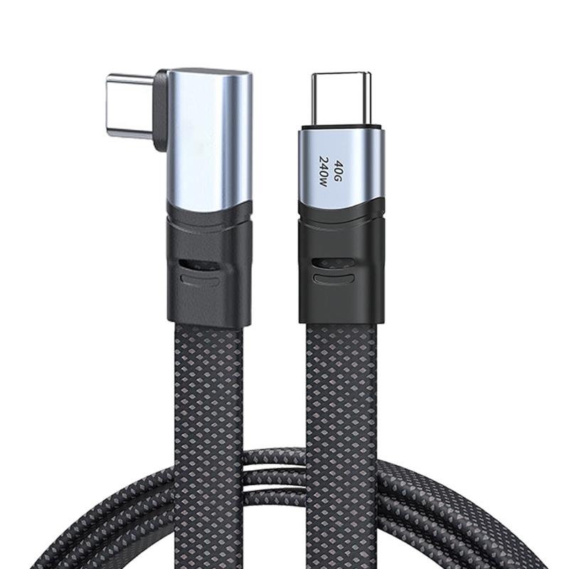 Угловой кабель USB C на USB C, 240 Вт, 90 градусов, Type C, зарядный шнур, кабель данных для смартфона, ноутбука