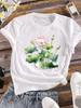 (Asian Size) Women Watercolor Style Cute Tees Top Clothing Casual Short Sleeve T Shirt Tee Fashion Print Ladies Female Graphic T-shirts