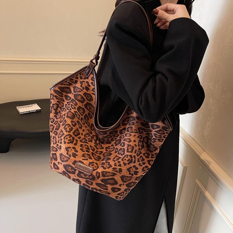 Леопардовый принт Большая вместительная сумка-тоут Женская сумка через плечо Сумка для поездок на работу