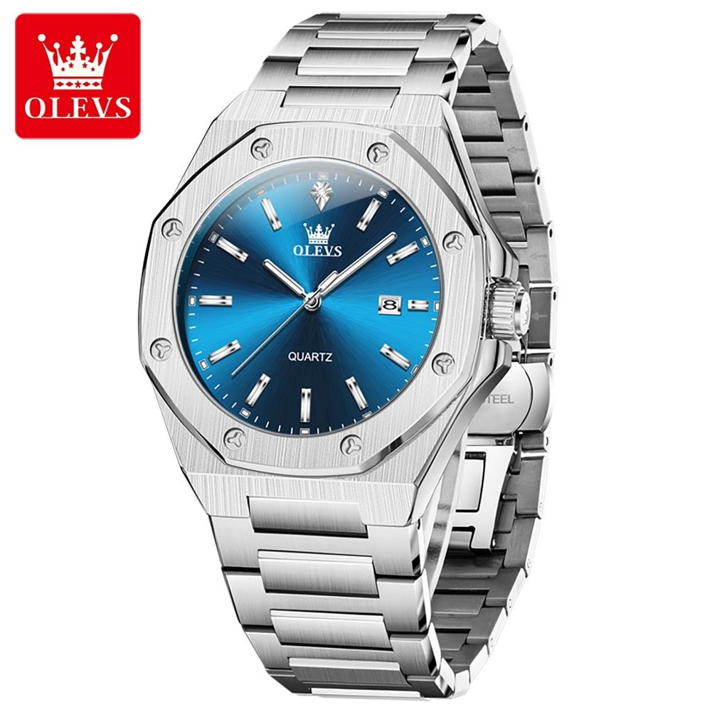 OLEVS Brand Original Casual Quartz Watch for Men Stainless Steel Waterproof Men's Watches Calendar Luminous Fashion Male Watch